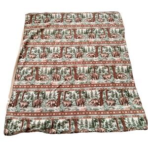 Reversible Bear Fleece Throw Blanket‎ Lodge Cabin 53x63
